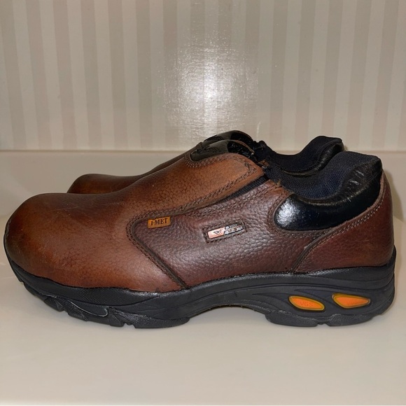 Thorogood Composite Safety Toe Slip-On Brown Leather Oxford Shoe Unisex - Picture 9 of 16